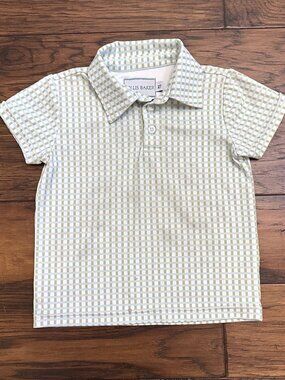 Hollis Baker Boys' Green and Blue Geometric Performance Polo